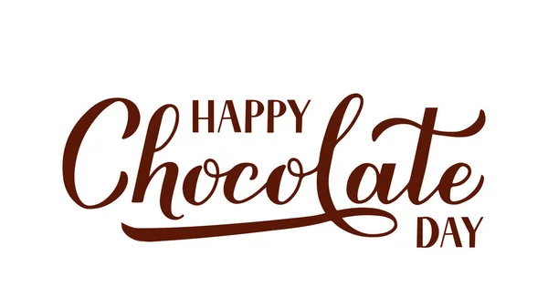 Happy Chocolate Day Calligraphy Hand Lettering Isolated White Vector Template — Stock Vector