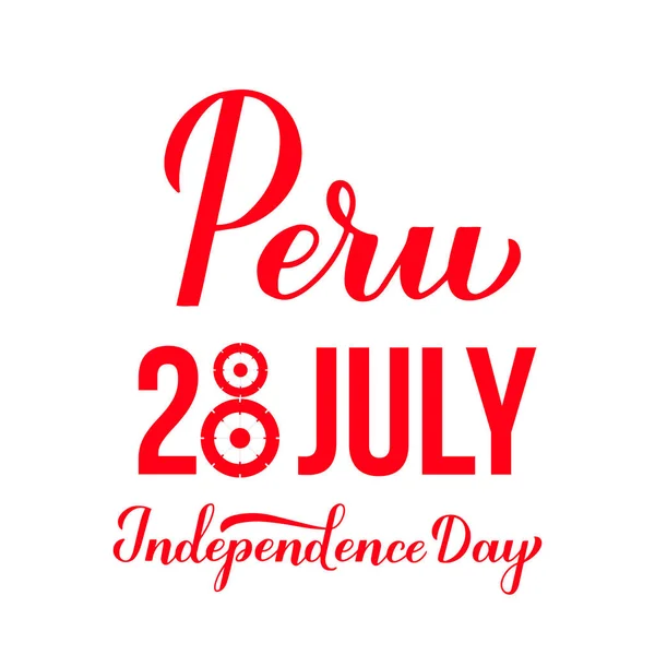 Día Independencia Perú Caligrafía Letras Mano Aisladas Blanco Fiesta Perú — Vector de stock