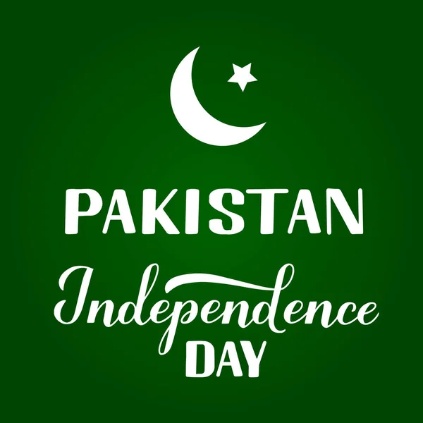 Kaligrafia Okazji Dnia Niepodległości Pakistanu Zielonym Tle Święto Narodowe Obchodzone — Wektor stockowy
