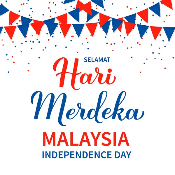Hari Merdeka Letras Dia Independência Malaio Férias Nacionais Malásia Modelo — Vetor de Stock