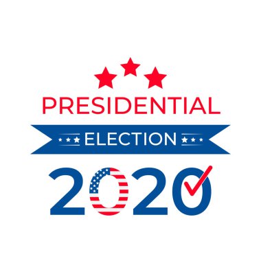 Başkanlık seçimi 2020 Amerika Birleşik Devletleri. ABD kırmızı beyaz mavi vatansever tipografi posteri. Pankart, etiket, broşür vs. için vektör şablonu. 