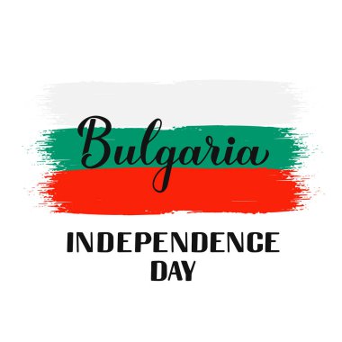 Bulgaristan 'ın Bağımsızlık Günü el yazısı ve bayrak. Bulgaristan Ulusal Bayramını 22 Eylül 'de kutladı. Pankart için vektör şablonu, tipografi posteri, broşür, tebrik kartı, vs..
