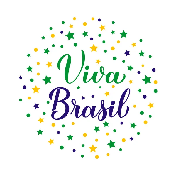 Viva Brazil Yazısı Portekizce Yazılmış Brezilya Ulusal Bayram Kutlaması Tipografi — Stok Vektör