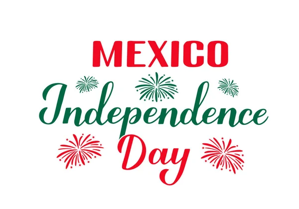 Día Independencia México Caligrafía Letras Mano Aisladas Blanco Fiesta Mexicana — Vector de stock