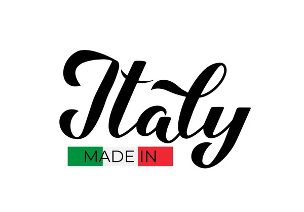 Gemaakt in Italië kalligrafie hand belettering revers. Kwaliteitskeurmerk vectorpictogram. Perfect voor logo ontwerp, tags, badges, stickers, embleem, productverpakking, enz. — Stockvector