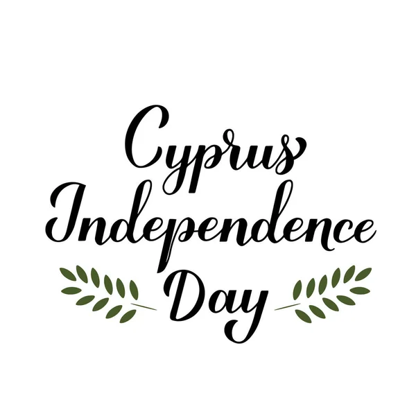 Chipre Dia Independência Caligrafia Mão Letras Isoladas Branco Celebração Feriado — Vetor de Stock