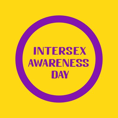 Intersex Gurur Bayrağı ile Cinsiyetler Arası Farkındalık Günü yazısı. LGBT halk bayramını 26 Ekim 'de kutladı. Pankartlar, işaretler, logo tasarımı, kart vs. için vektör şablonunu düzenlemek kolay