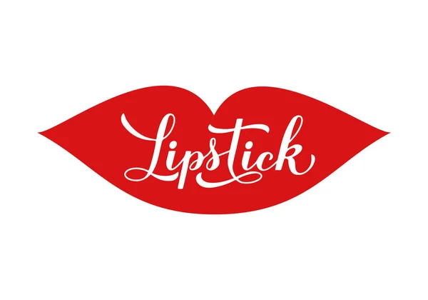 Lipstick Day Calligraphy Hand Lettering Red Lips Vector Template Typography — Stock Vector