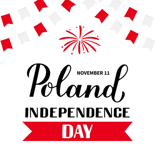 Letras Mão Dia Independência Polónia Férias Polonesas Celebram Dia Novembro — Vetor de Stock