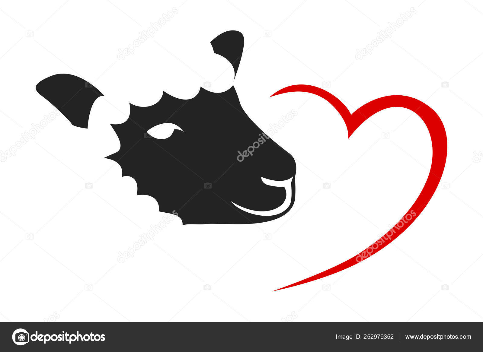 Sheep Cartoon Vector Illustration Cute Red Heart Black Head Little Stock  Vector Image by ©Art Food #252979352