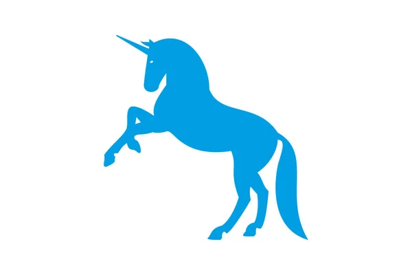 Blue Vector Unicorn Standing Hind Legs Fairly Tale Character Unicorn — Stock Vector