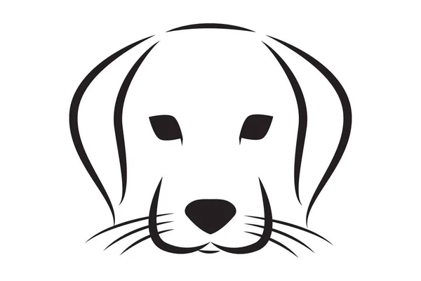 Sílhueta Vetorial Forrada Cabeça Cão Cabeça Cachorro Desenho Animado Engraçado — Vetor de Stock