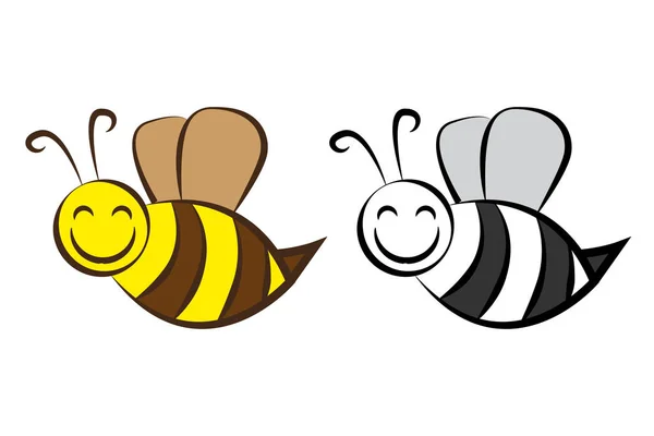 Abeja Dibujada Mano Diferentes Colores Abeja Vectorial Cómic Aislada Abeja — Vector de stock