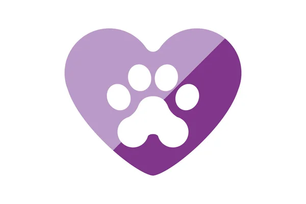 Σκύλος Πόδι Βιολετί Καρδιά Πολύχρωμο Ζώων Πατούσας Κατοικίδιου Πατούσας Σιλουέτα — Διανυσματικό Αρχείο