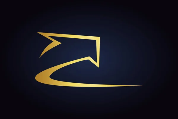 Altın ok yukarı lider. Koyu arka plan üzerinde izole ok vektör logosu.