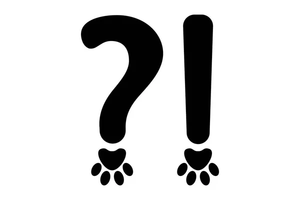 Yazım işaretleri siyah soru işareti ve ünlem işareti hayvan tarzı. Köpek footmarks bunun yerine tipografi öğeleri işaret eder. Vektör tipografi işaretler web için hazır ve yazdırma.