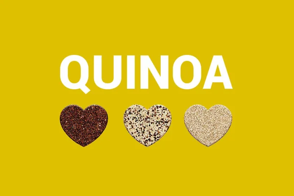 Coeurs Avec Trois Types Grains Péruviens Quinoa Rouge Quinoa Mélangé — Photo