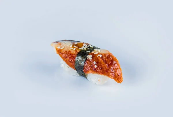 Ιαπωνικό Σούσι Nigiri Unagi Χέλι Ρύζι Φύκια Nori Και Σουσάμι — Φωτογραφία Αρχείου