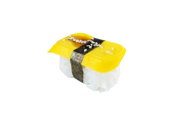 Sushi Giapponese Nigiri Tamagoyaki Con Frittata Uova Tamago Riso Alghe — Foto Stock