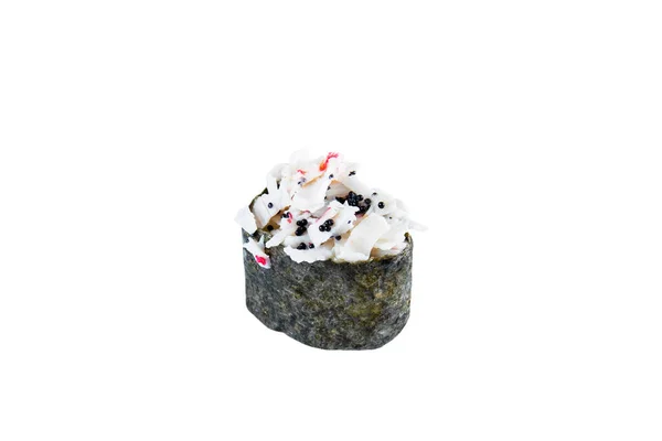 Japońskie Sushi Gunkan Kawiorem Tobiko Ryżem Kijem Krabowym Owiniętym Wodorostami — Zdjęcie stockowe