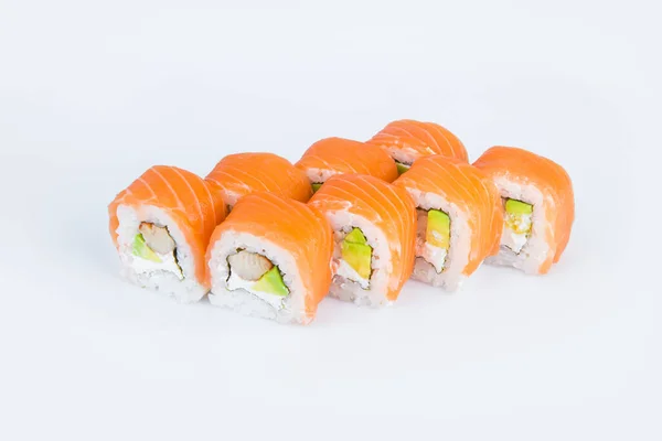 Japoński Sushi Roll Węgorzem Unagi Awokado Serem Śmietankowym Philadelphia Łososiem — Zdjęcie stockowe