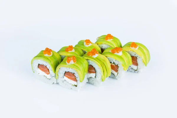 Asian Sushi Roll Mit Lachs Philadelphia Creme Chesse Isoliert Auf — Stockfoto