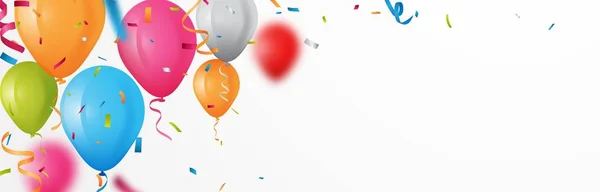 Bannière Anniversaire Colorée Avec Drapeaux Confettis — Image vectorielle