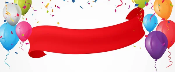 Bannière Anniversaire Colorée Avec Drapeaux Confettis — Image vectorielle