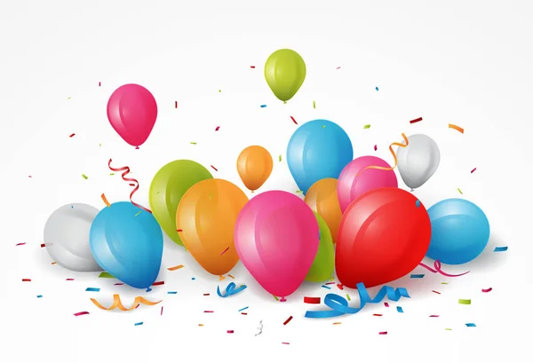 Balão Celebrações Com Fita Confete — Vetor de Stock