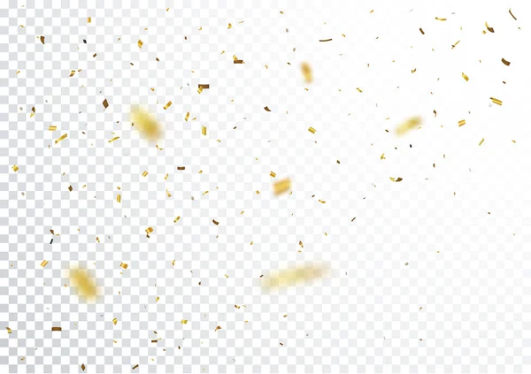 Gold Konfetti Hintergrund Isoliert Auf Transparentem Hintergrund — Stockvektor