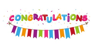 Şerit ve renkli konfeti kutlama tasarımı