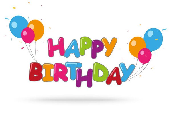 Вектор поздравления с днем рождения на фоне разноцветных конфет
