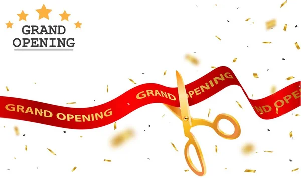 Grand Opening Card with Ribbon and Scissors Background 2449768