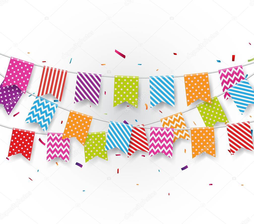 Vector Illustration of Birthday garland with colorful confetti