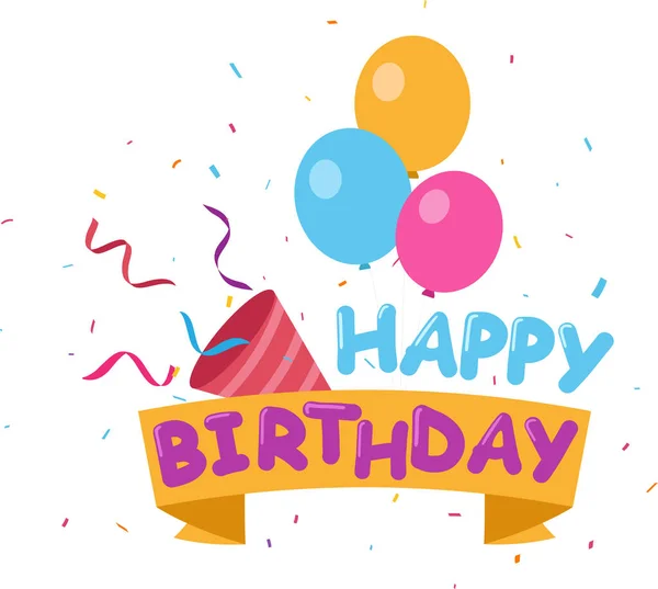 Vektor Illustration Der Flachen Happy Birthday Hintergrund Mit Bunten Luftballon — Stockvektor