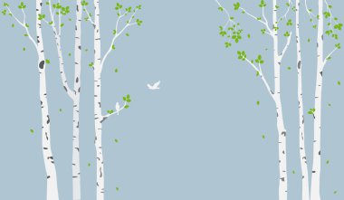 Vector illustration of Beautiful tree branch with birds silhouette background for wallpaper sticker clipart