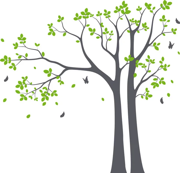 Ilustración Vectorial Hermosa Rama Árbol Con Fondo Silueta Aves Para — Vector de stock