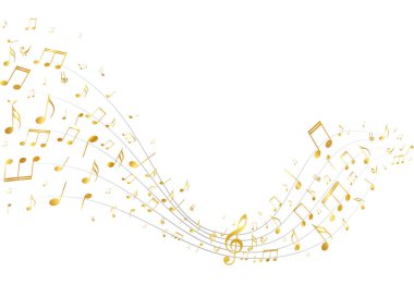 Vektör çizim altın müzik arka plan notları