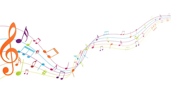 Illustration Vectorielle Notes Musique Colorées Fond — Image vectorielle