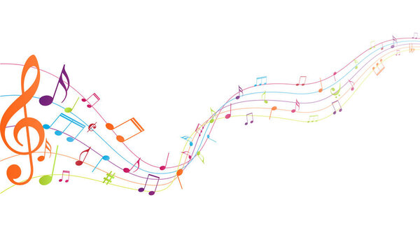 Vector Illustration of Colorful music notes background