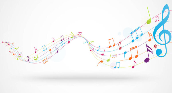 Vector Illustration of Colorful music notes background