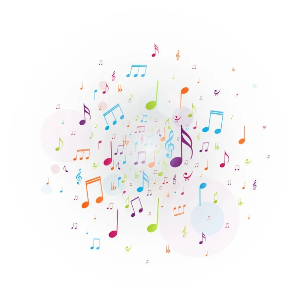 Εικονογράφηση Διάνυσμα Πολύχρωμο Φόντο Νότες Μουσικής — Διανυσματικό Αρχείο