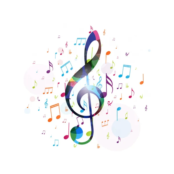 Vector Ilustración Fondo Notas Musicales Colores — Vector de stock