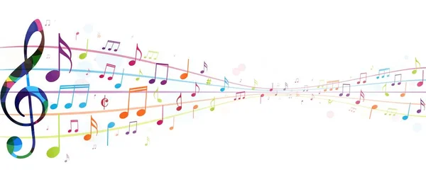 Illustration Vectorielle Notes Musique Colorées Fond — Image vectorielle