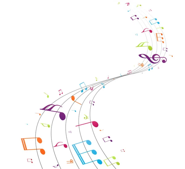 Vector Ilustración Fondo Notas Musicales Colores — Vector de stock