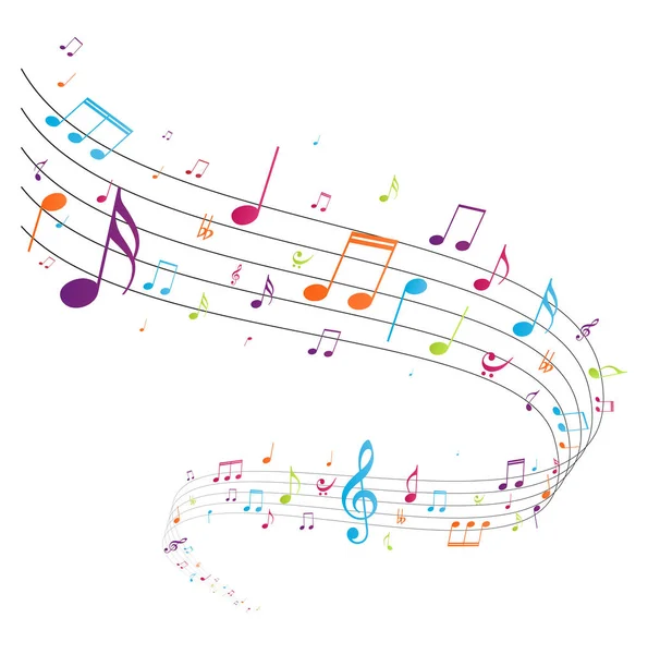 Illustration Vectorielle Notes Musique Colorées Fond — Image vectorielle