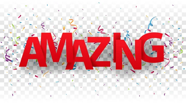 Vector Illustratie Van Amazing Teken Letters Met Kleurrijke Confetti — Stockvector