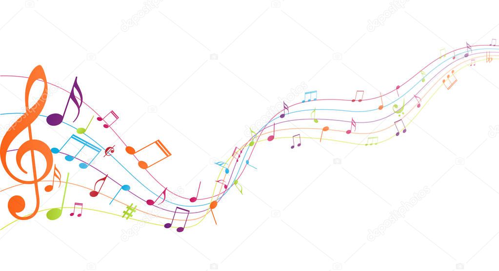 Vector Illustration of Colorful music notes background