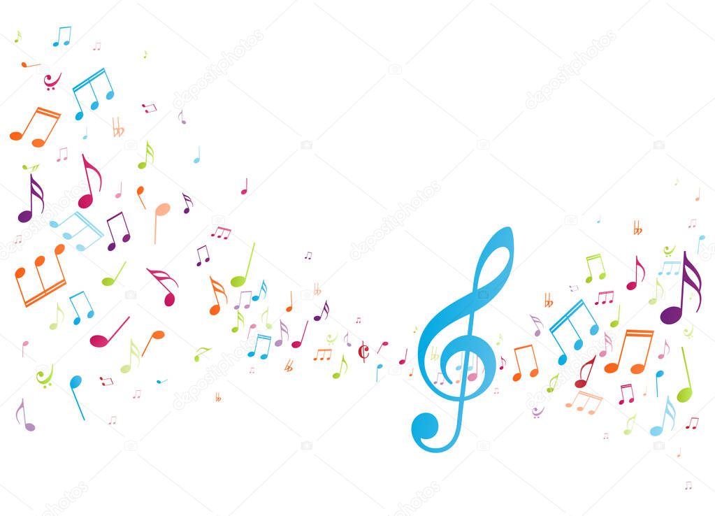 Vector Illustration of Colorful music notes background
