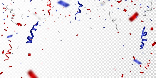 Illustration Vectorielle Confettis Rouges Bleus Isolés Sur Fond Transparent — Image vectorielle